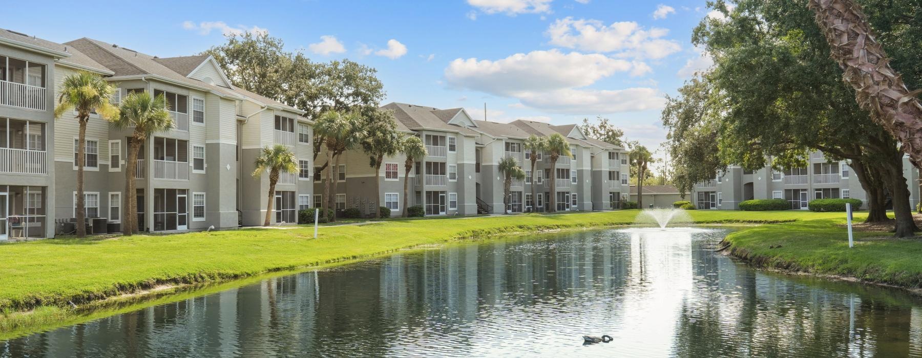 a body of water with buildings along it