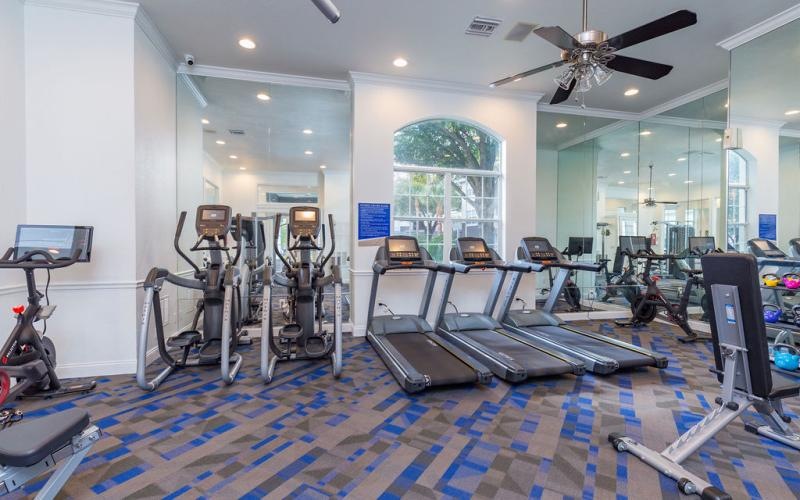 a gym with exercise equipment