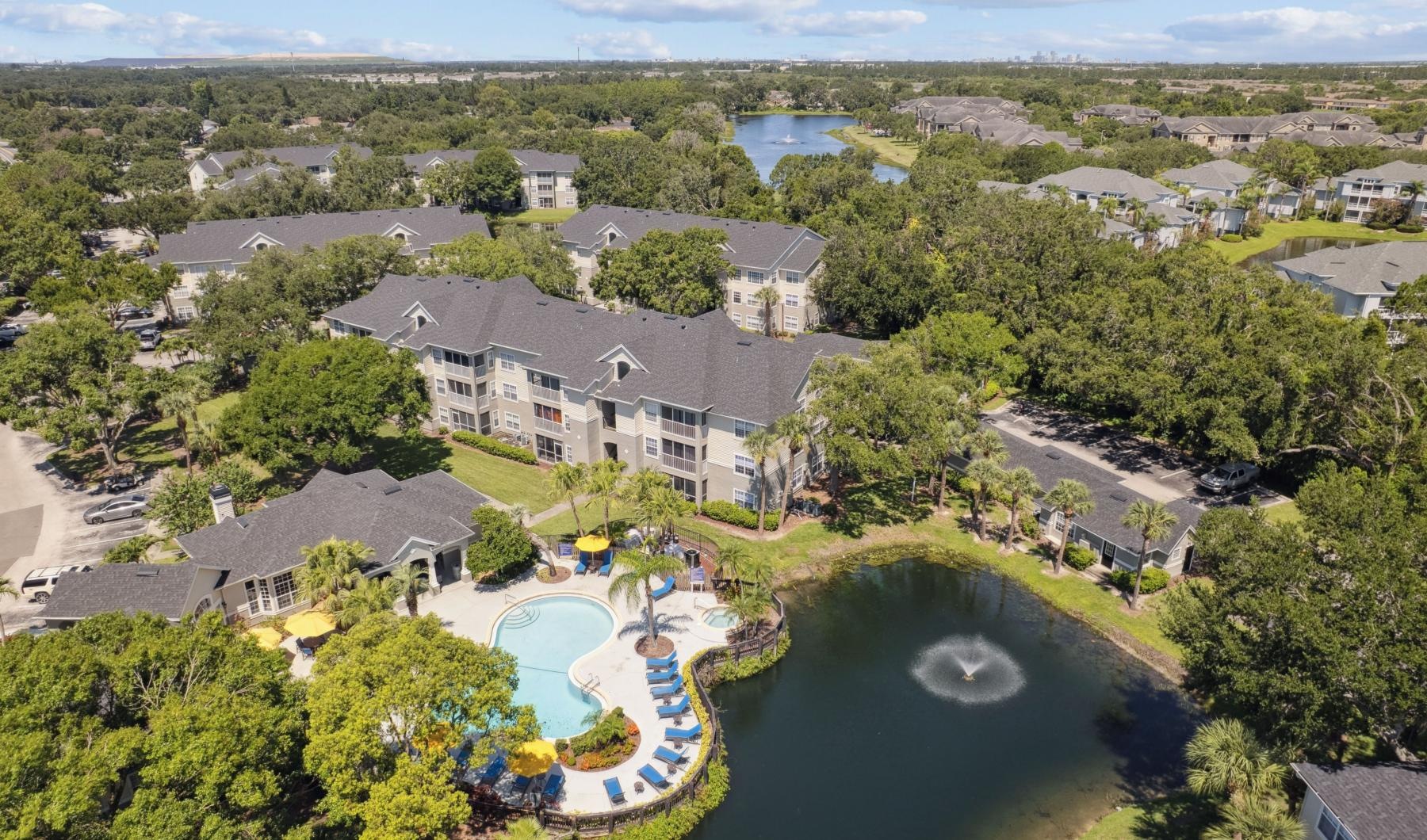 a large house surrounded by trees
